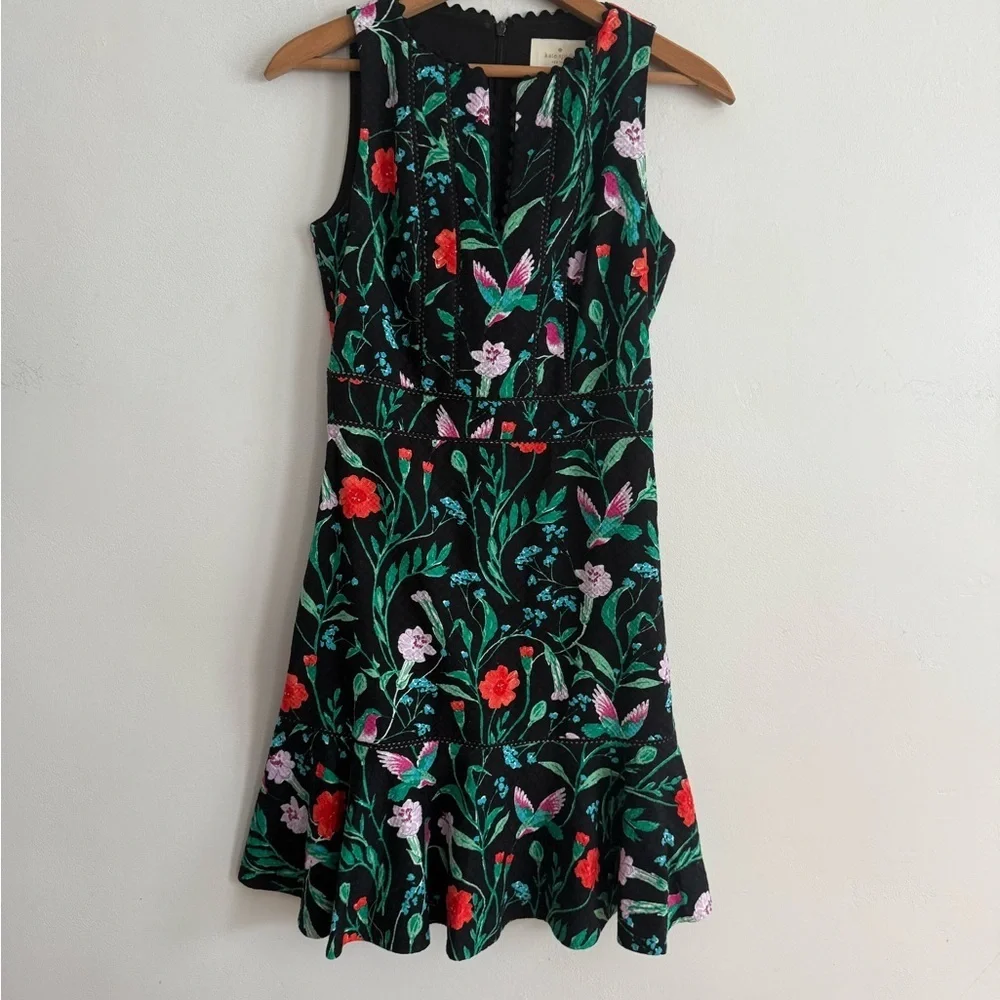 Kate Spade New York Embroidered Floral Hummingbird Dress Size 0